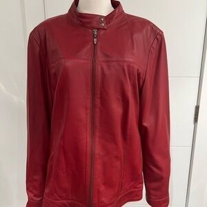 Olsen Europe genuine red leather bomber jacket Size 14 US
